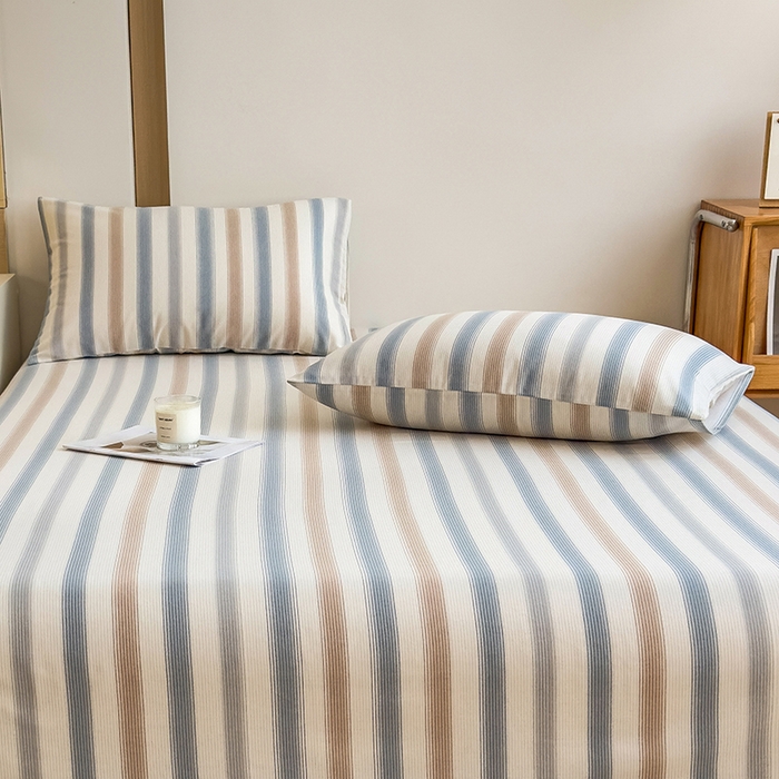 91家纺网 家纺一手货源 找家纺 芃成家纺 2024新款原棉加厚生态磨毛单枕套 气质细条