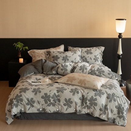 华超针织 2024新款漫花空气感双层提花四件套 漫花深灰