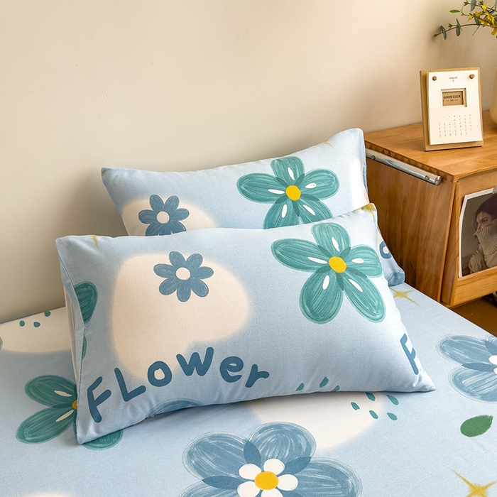 91家纺网 家纺一手货源 找家纺 芃成家纺 2024新款原棉加厚生态磨毛单枕套 秘密花园-蓝