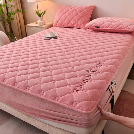 好眠好梦家纺 2024新款A类宝宝绒床笠-凯特琳 粉豆沙