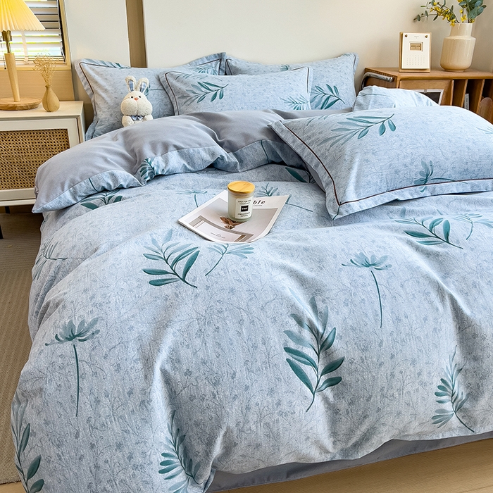 91家纺网 家纺一手货源 找家纺 芃成家纺 2024新款原棉加厚生态磨毛四件套 蓝町