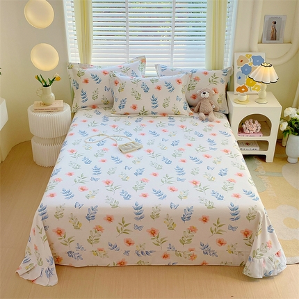 91家纺网 家纺一手货源 找家纺 凯磊 2024新款AB版.生态磨毛印花系列单床单 甜美春日