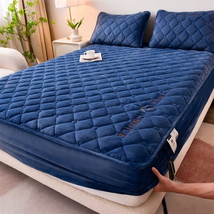 好眠好梦家纺 2024新款A类宝宝绒床笠-凯特琳 宾利蓝