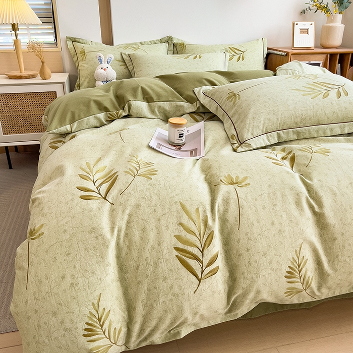 91家纺网 家纺一手货源 找家纺 芃成家纺 2024新款原棉加厚生态磨毛单被套 绿町