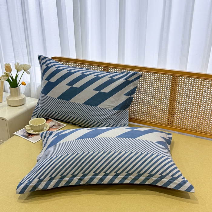 91家纺网 家纺一手货源 找家纺 丝芙妮家居（原乐视家纺） 2024新款加厚全棉磨毛印花四件套 卡曼-蓝