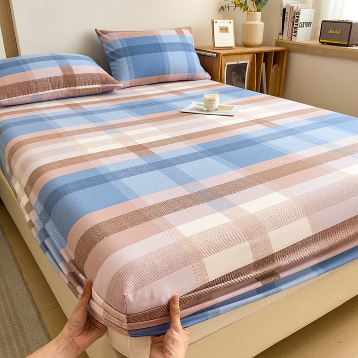 91家纺网 家纺一手货源 找家纺 芃成家纺 2024新款原棉加厚生态磨毛单床笠 蓝调