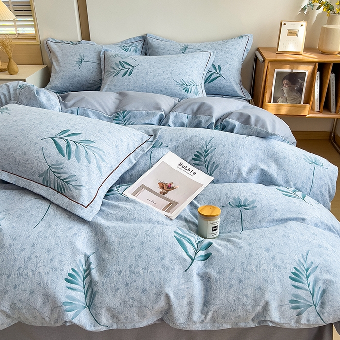 91家纺网 家纺一手货源 找家纺 芃成家纺 2024新款原棉加厚生态磨毛单被套 蓝町