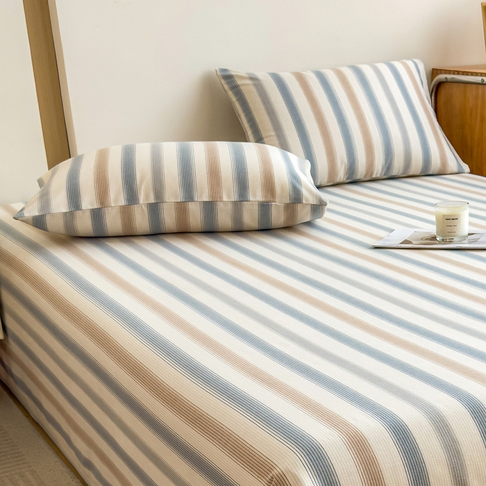 91家纺网 家纺一手货源 找家纺 芃成家纺 2024新款原棉加厚生态磨毛单枕套 气质细条