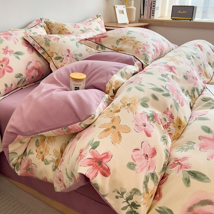 芃成家纺 2024新款原棉加厚生态磨毛单被套 苏菲庄园