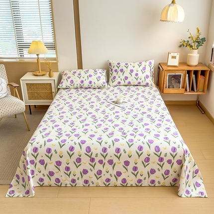 芃成家纺 2024新款原棉加厚生态磨毛单床单 郁金香之恋