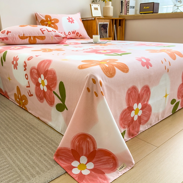 91家纺网 家纺一手货源 找家纺 芃成家纺 2024新款原棉加厚生态磨毛单床单 秘密花园-粉