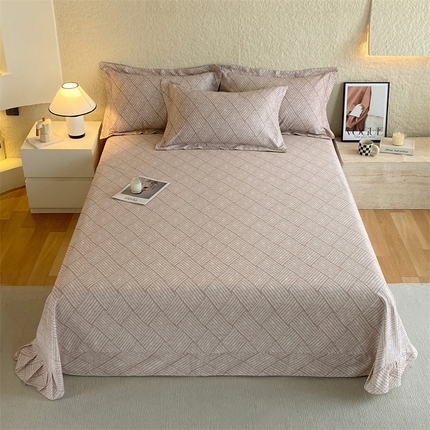 91家纺网 家纺一手货源 找家纺 凯磊 2024新款AB版.生态磨毛印花系列单床单 麻花格