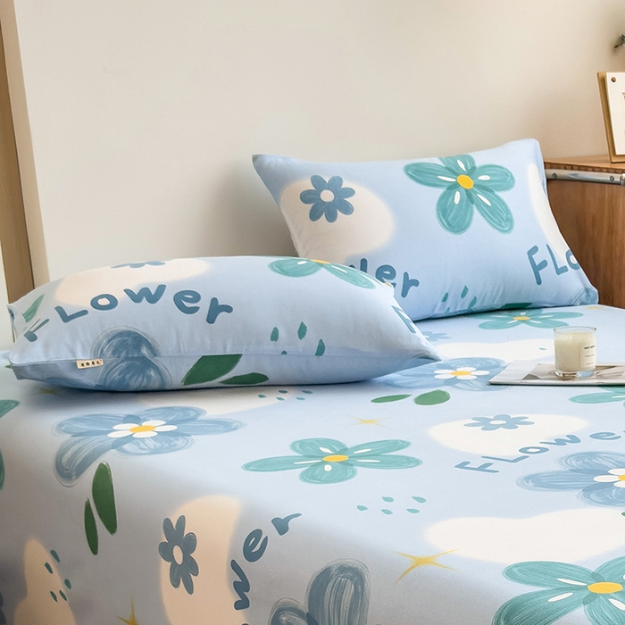 91家纺网 家纺一手货源 找家纺 芃成家纺 2024新款原棉加厚生态磨毛单枕套 秘密花园-蓝