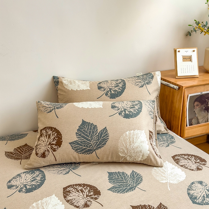 91家纺网 家纺一手货源 找家纺 芃成家纺 2024新款原棉加厚生态磨毛单枕套 叶语