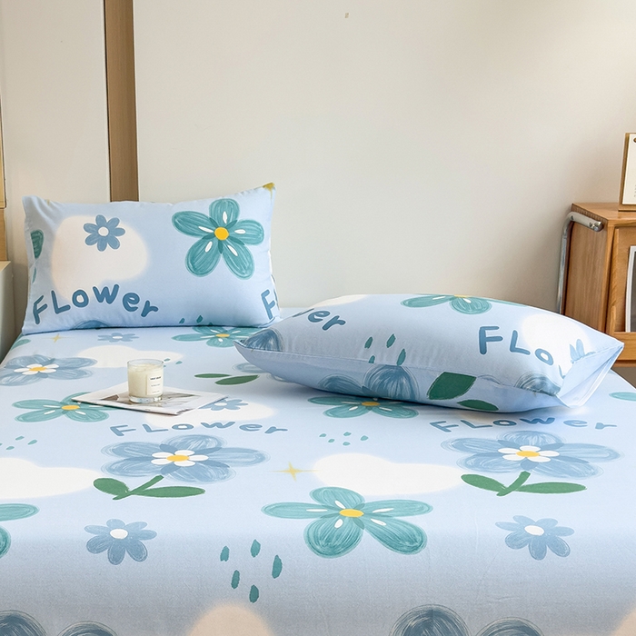 91家纺网 家纺一手货源 找家纺 芃成家纺 2024新款原棉加厚生态磨毛单枕套 秘密花园-蓝