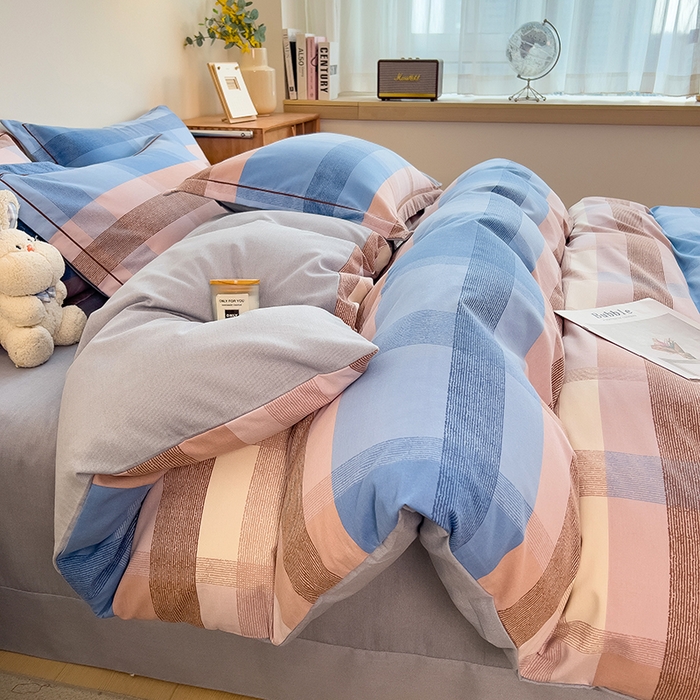 91家纺网 家纺一手货源 找家纺 芃成家纺 2024新款原棉加厚生态磨毛单被套 蓝调