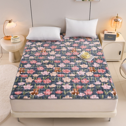 91家纺网 家纺一手货源 找家纺 （总）富威堡家纺 2025新款牛奶绒棉花床护垫可水洗床垫保暖薄床褥学生榻榻米垫子