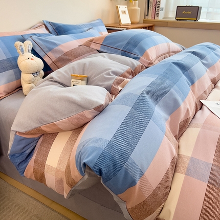 芃成家纺 2024新款原棉加厚生态磨毛单被套 蓝调