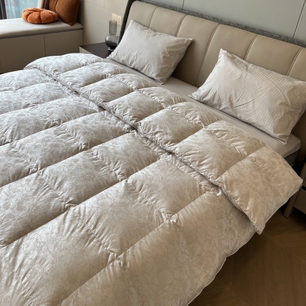 静若居 2024新款高精密真丝提花羽绒被壳婚庆款羽绒被壳厂家 岩石灰1