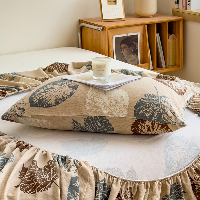 91家纺网 家纺一手货源 找家纺 芃成家纺 2024新款原棉加厚生态磨毛单枕套 叶语