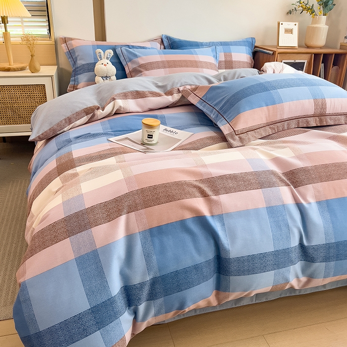 91家纺网 家纺一手货源 找家纺 芃成家纺 2024新款原棉加厚生态磨毛单被套 蓝调