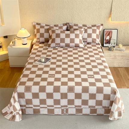 91家纺网 家纺一手货源 找家纺 凯磊 2024新款AB版.生态磨毛印花系列单床单 千鸟格