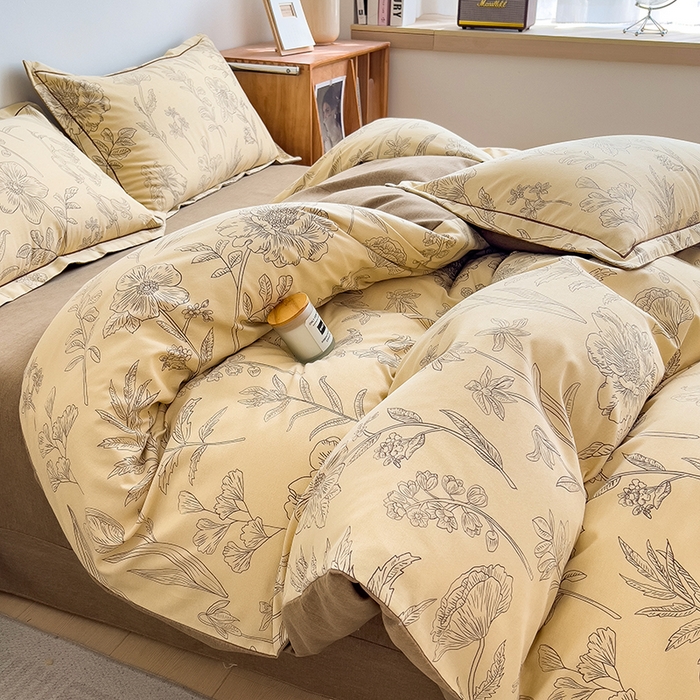 91家纺网 家纺一手货源 找家纺 芃成家纺 2024新款原棉加厚生态磨毛单被套 简笔花