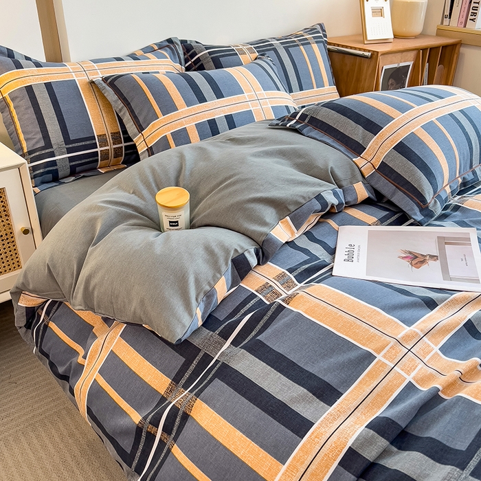 91家纺网 家纺一手货源 找家纺 芃成家纺 2024新款原棉加厚生态磨毛单被套 莱茵格-蓝