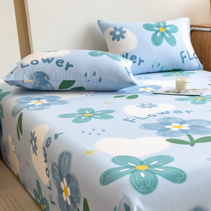 91家纺网 家纺一手货源 找家纺 芃成家纺 2024新款原棉加厚生态磨毛单枕套 秘密花园-蓝