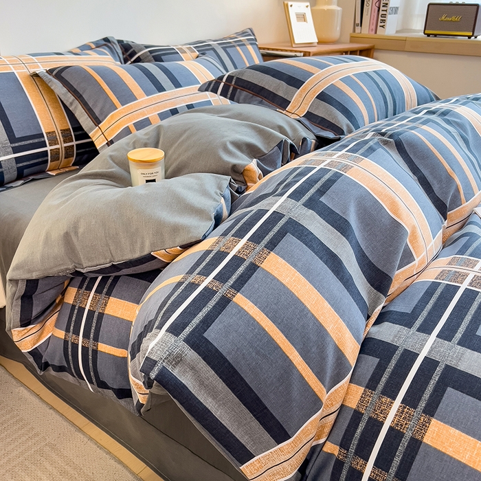 91家纺网 家纺一手货源 找家纺 芃成家纺 2024新款原棉加厚生态磨毛单被套 莱茵格-蓝