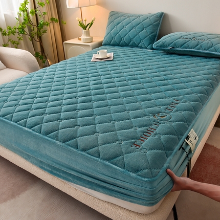 好眠好梦家纺 2024新款A类宝宝绒床笠-凯特琳 雾兰