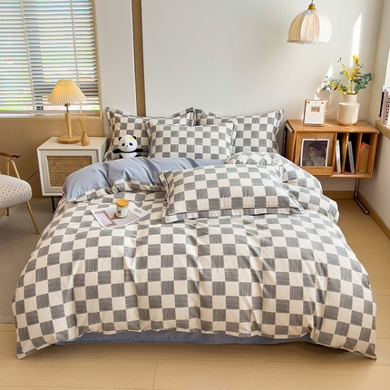 91家纺网 家纺一手货源 找家纺 芃成家纺 2024新款原棉加厚生态磨毛四件套 塔罗方格