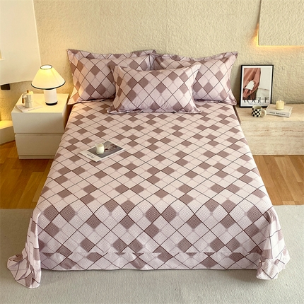 91家纺网 家纺一手货源 找家纺 凯磊 2024新款AB版.生态磨毛印花系列单床单 灵动-美拉德