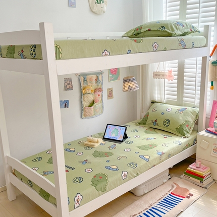 91家纺网 家纺一手货源 找家纺 川悦生活 2024新款宿舍牛奶绒单床笠 床笠音乐恐龙