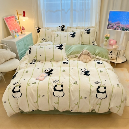 91家纺网 家纺一手货源 找家纺 （总）2025新款田园花卉类印花牛奶绒被套单件