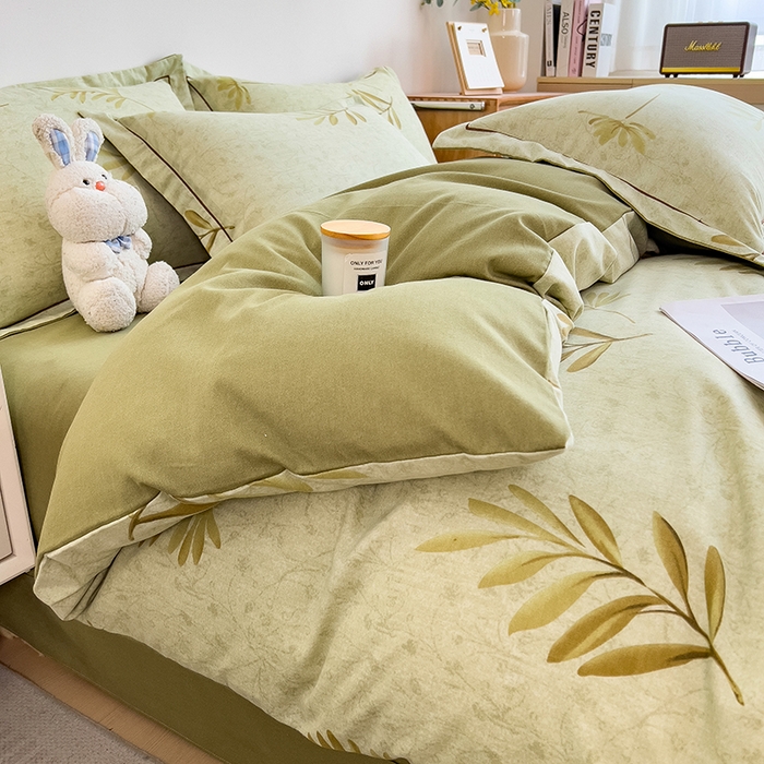 91家纺网 家纺一手货源 找家纺 芃成家纺 2024新款原棉加厚生态磨毛单被套 绿町