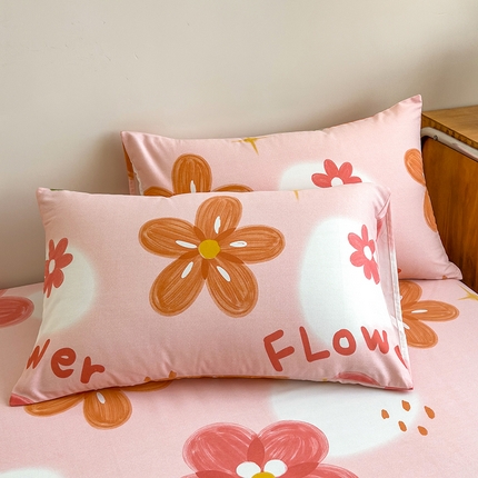 芃成家纺 2024新款原棉加厚生态磨毛单枕套 秘密花园-粉