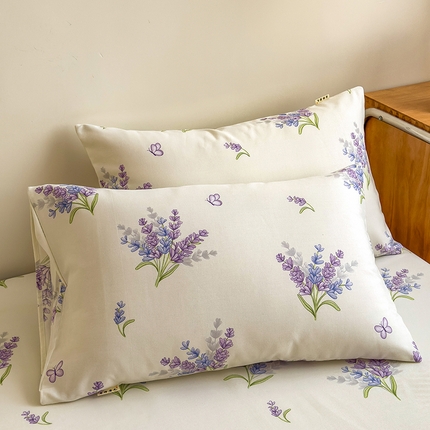 芃成家纺 2024新款原棉加厚生态磨毛单枕套 薰衣草