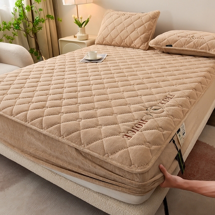 91家纺网 家纺一手货源 找家纺 好眠好梦家纺 2024新款A类宝宝绒床笠-凯特琳 奶咖色