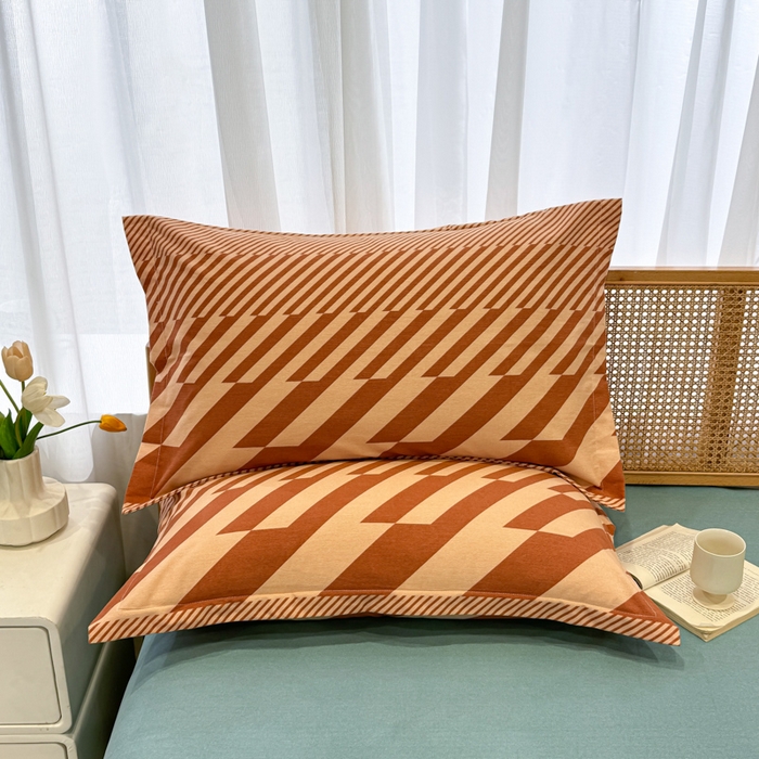 91家纺网 家纺一手货源 找家纺 丝芙妮家居（原乐视家纺） 2024新款加厚全棉磨毛印花四件套 卡曼-橙