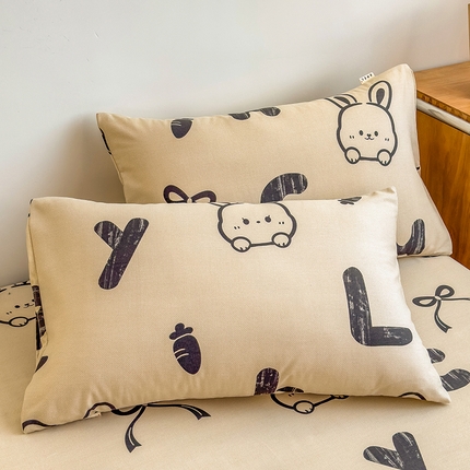 91家纺网 家纺一手货源 找家纺 芃成家纺 2024新款原棉加厚生态磨毛单枕套 字母兔