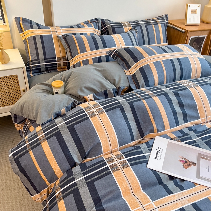 91家纺网 家纺一手货源 找家纺 芃成家纺 2024新款原棉加厚生态磨毛单被套 莱茵格-蓝