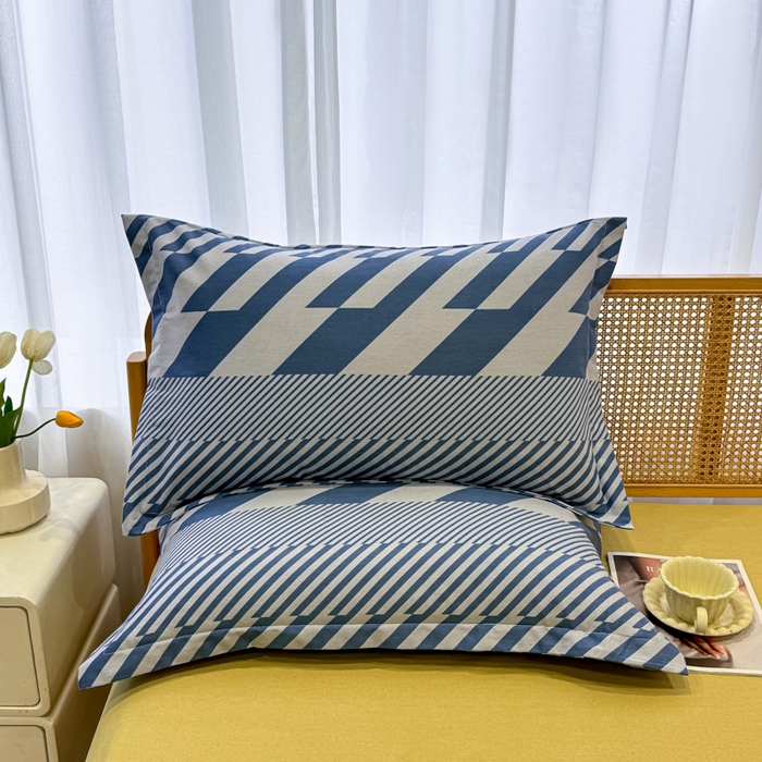 91家纺网 家纺一手货源 找家纺 丝芙妮家居（原乐视家纺） 2024新款加厚全棉磨毛印花四件套 卡曼-蓝