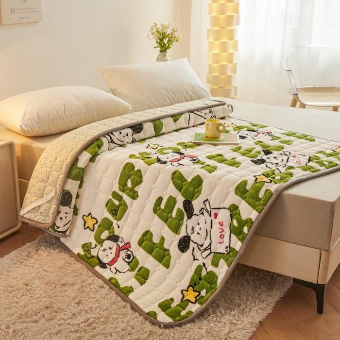 91家纺网 家纺一手货源 找家纺 富威堡家纺 2025新款牛奶绒棉花床护垫可水洗床垫保暖薄床褥学生榻榻米垫子 乐乐狗