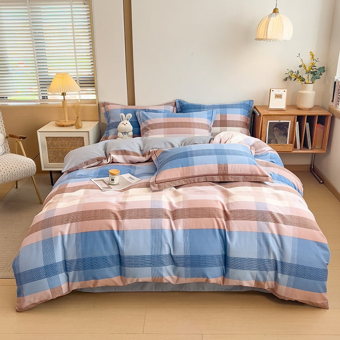 91家纺网 家纺一手货源 找家纺 芃成家纺 2024新款原棉加厚生态磨毛单被套 蓝调