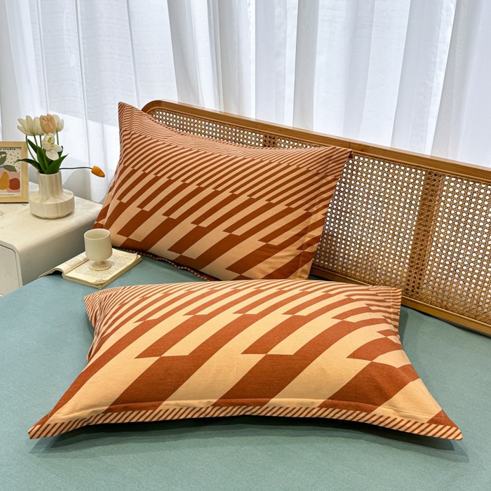 91家纺网 家纺一手货源 找家纺 丝芙妮家居（原乐视家纺） 2024新款加厚全棉磨毛印花四件套 卡曼-橙