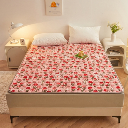 91家纺网 家纺一手货源 找家纺 （总）富威堡家纺 2025新款牛奶绒棉花床护垫可水洗床垫保暖薄床褥学生榻榻米垫子