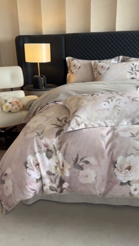 91家纺网 家纺一手货源 找家纺 涵宸家纺 2024新款全棉磨毛数码印花四件套 米莉亚-米