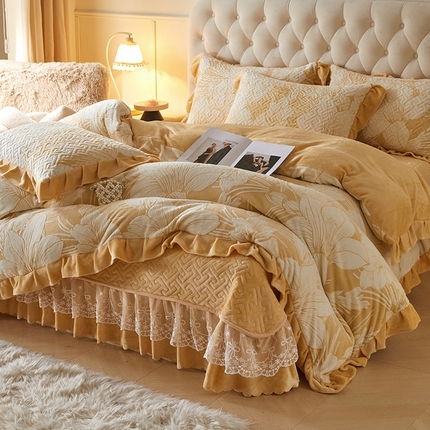 91家纺网 家纺一手货源 找家纺 （总）民新家纺 2025新款牛奶绒立体烂花床盖四件套