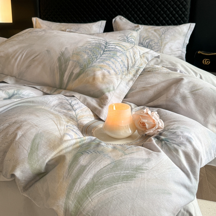 91家纺网 家纺一手货源 找家纺 涵宸家纺 2024新款全棉磨毛数码印花四件套 初语-绿